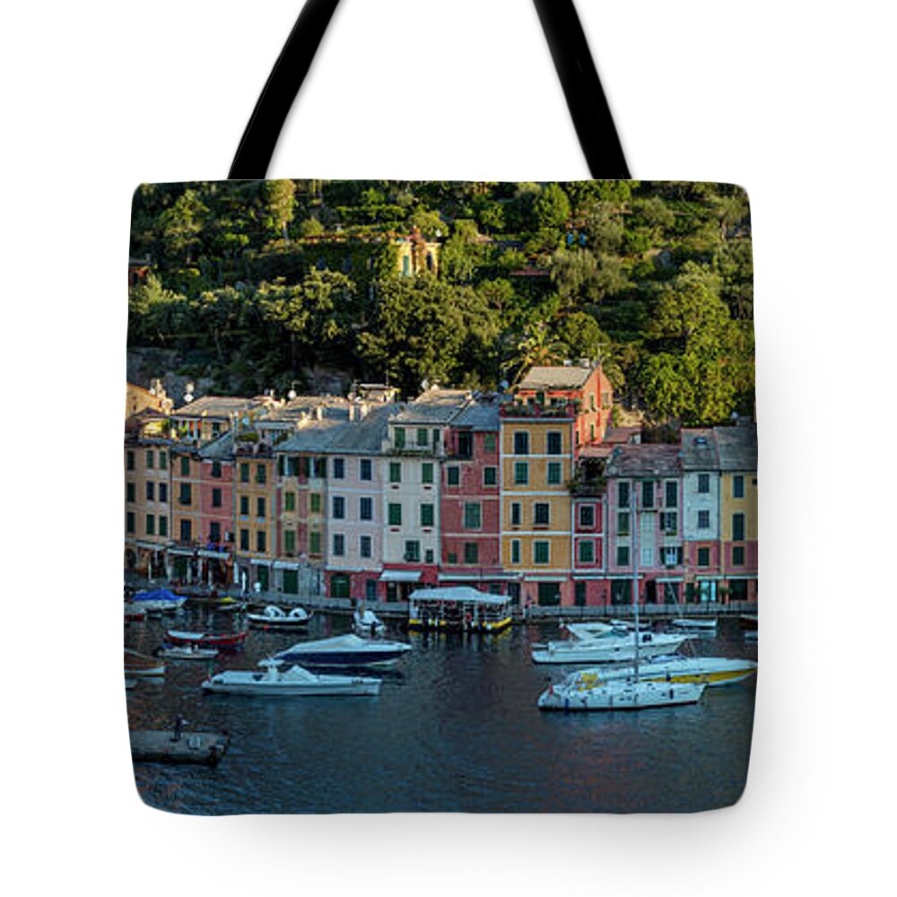 Portofino Tote Bag featuring the photograph Portofino Morning Panoramic II by Brian Jannsen