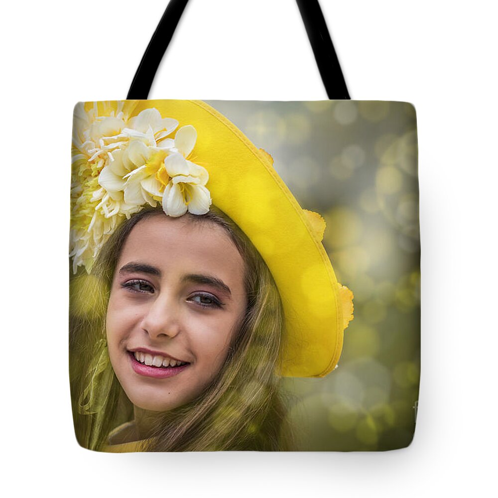 Flower Girl Tote Bag featuring the photograph Portrait of a Flower-Girl by Eva Lechner
