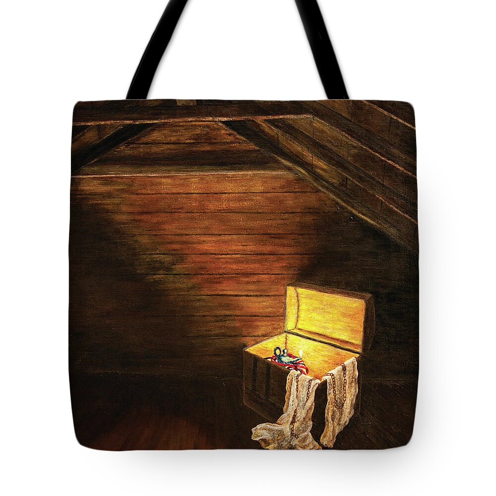 Attic Tote Bag featuring the painting Portrait of a Friend by Marg Wolf