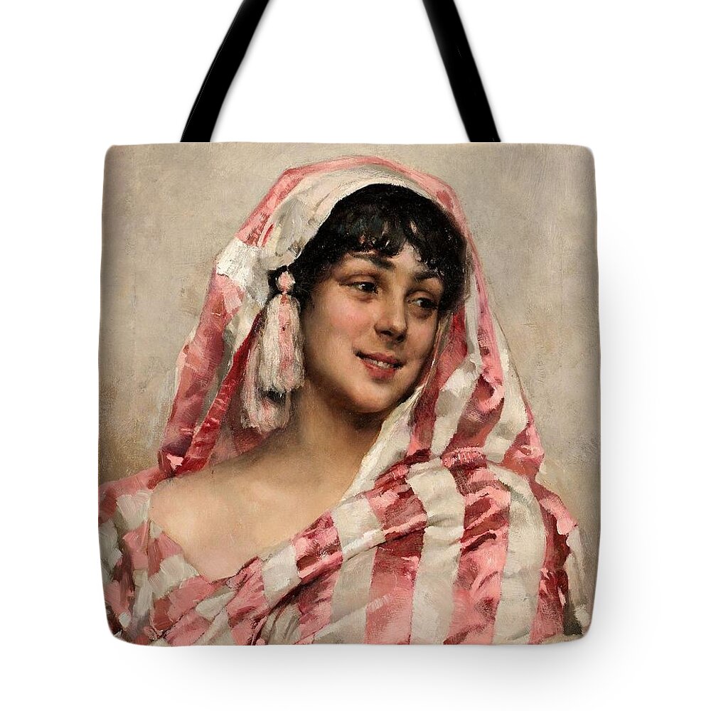 Albert Edelfelt Tote Bag featuring the painting Portrait Of A Lady by MotionAge Designs