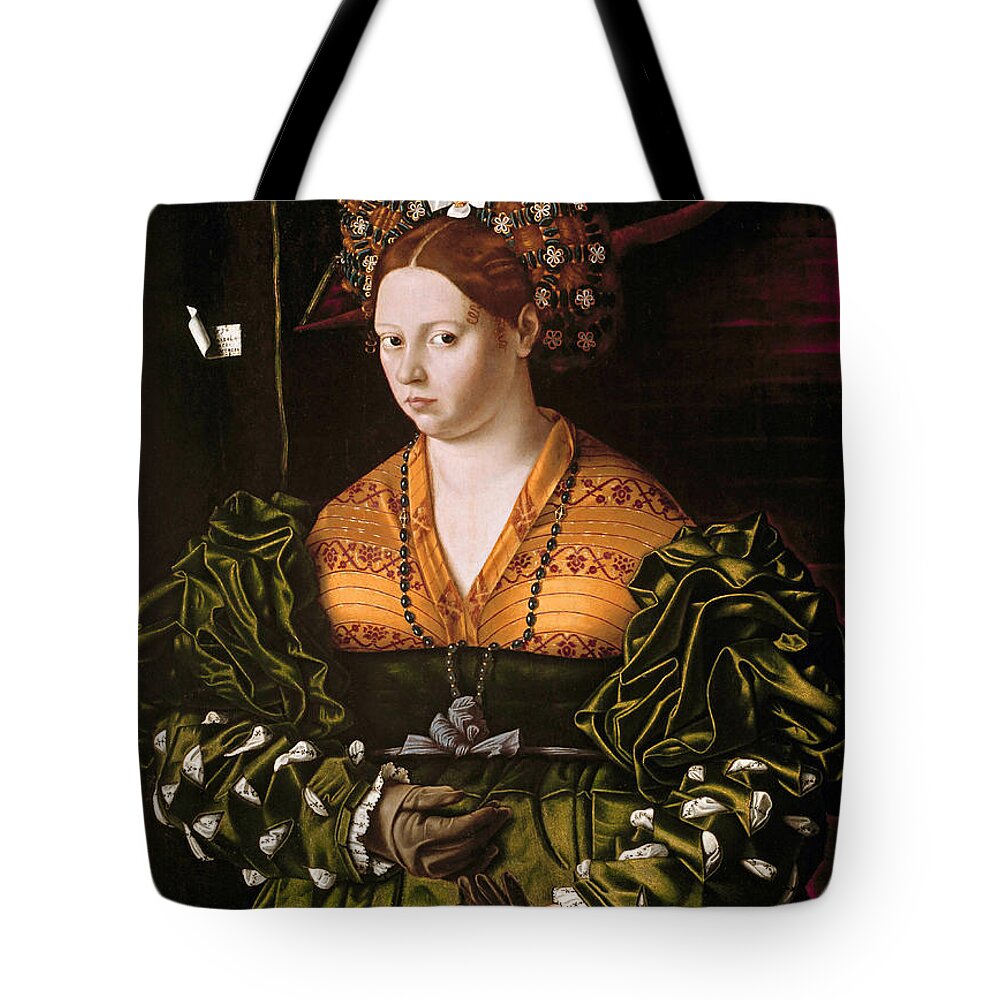 Bartolomeo Veneto Tote Bag featuring the painting Portrait of a Lady by Bartolomeo Veneto