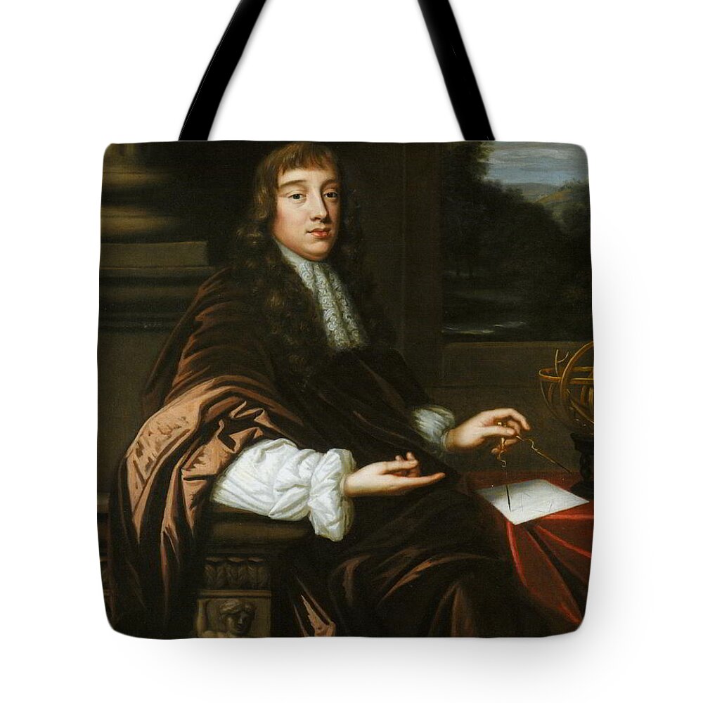 Portrait Of A Mathematician Tote Bag featuring the painting Portrait of a Mathematician by Mary Beale