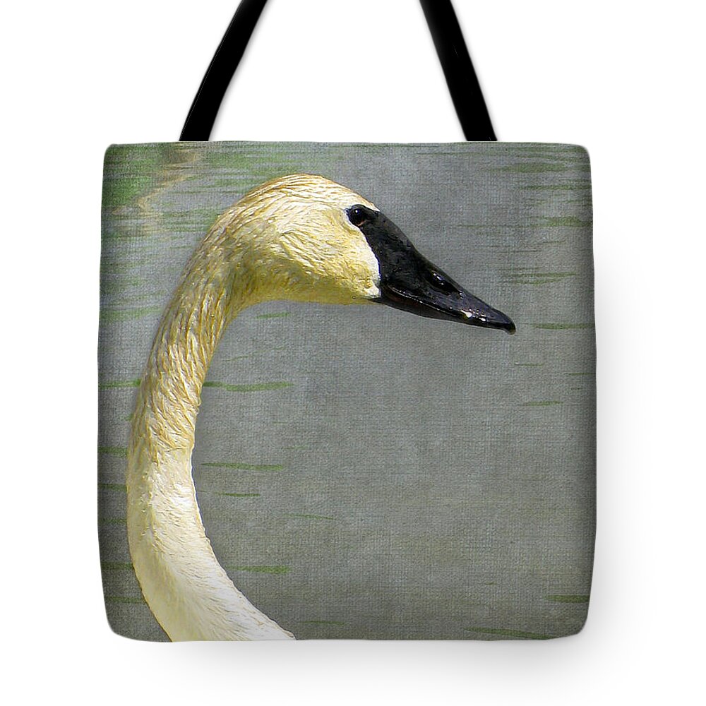 Swan Tote Bag featuring the photograph Portrait of a Pond Swan by Nina Silver