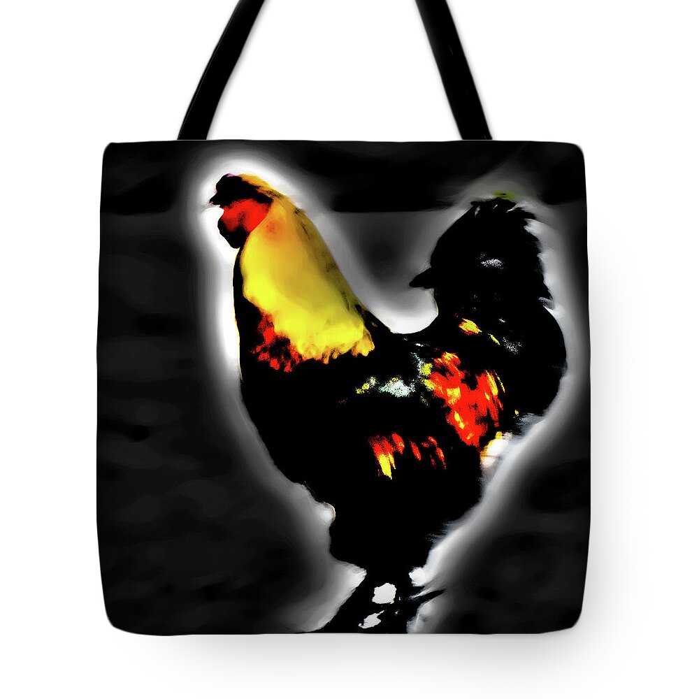 Rooster Tote Bag featuring the photograph Portrait of a Rooster by Gina O'Brien
