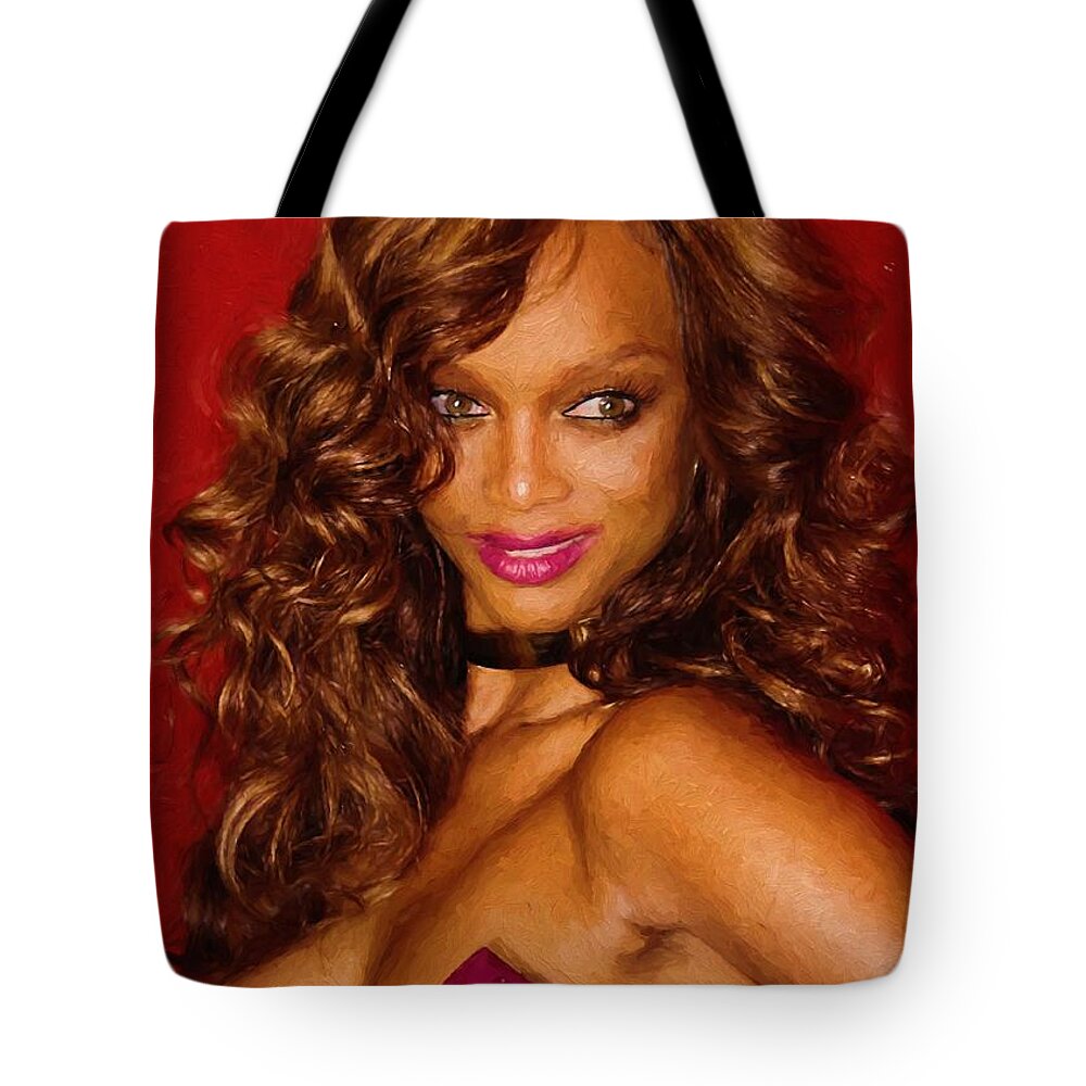 Portrait Tote Bag featuring the digital art Portrait of Beyonce by Charmaine Zoe