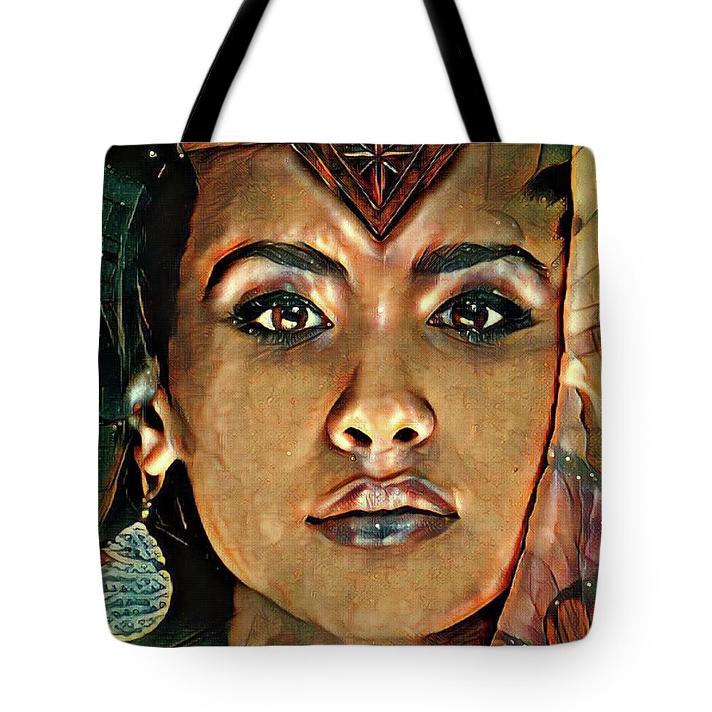 Cleopatra Tote Bag featuring the digital art Portrait of Cleopatra by Kathy Kelly