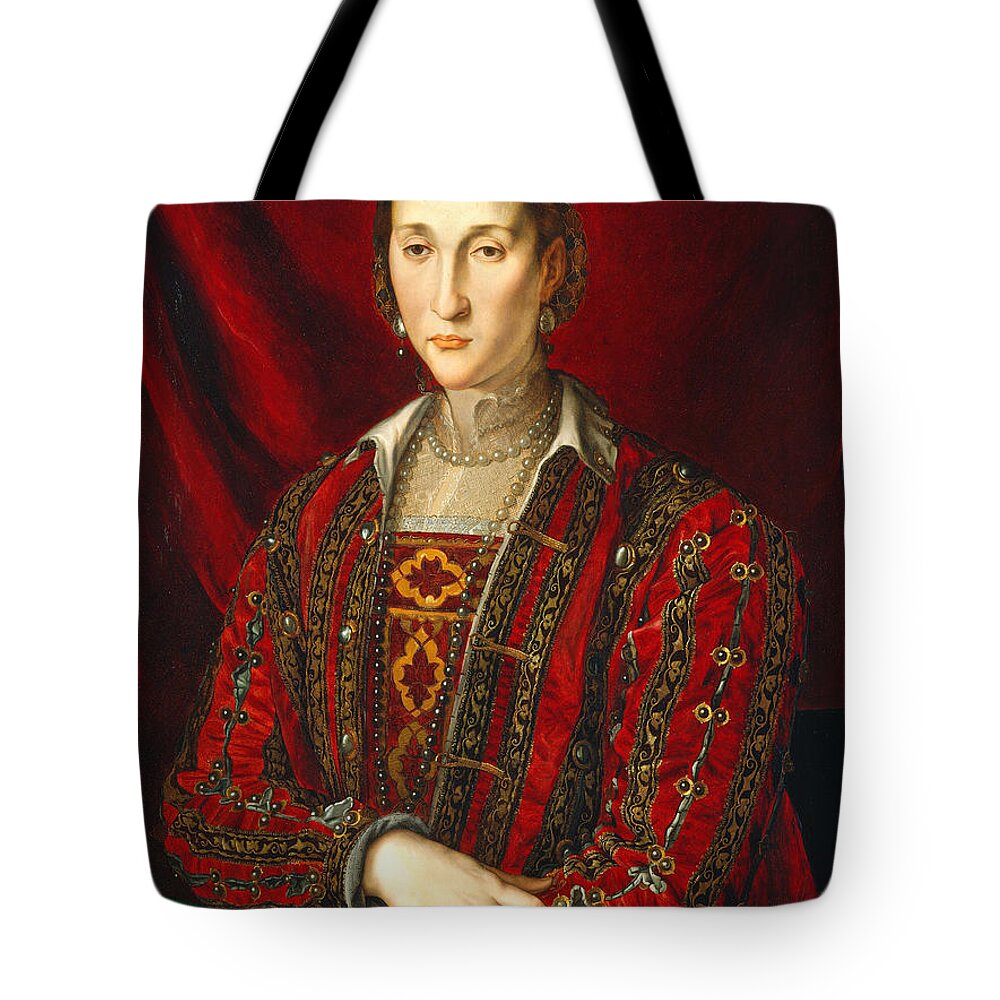 Bronzino Tote Bag featuring the painting Portrait of Eleanora di Toledo by Bronzino