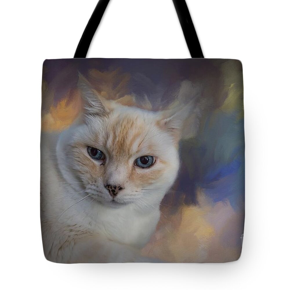 Cat Tote Bag featuring the mixed media Portrait of Indigo by Eva Lechner