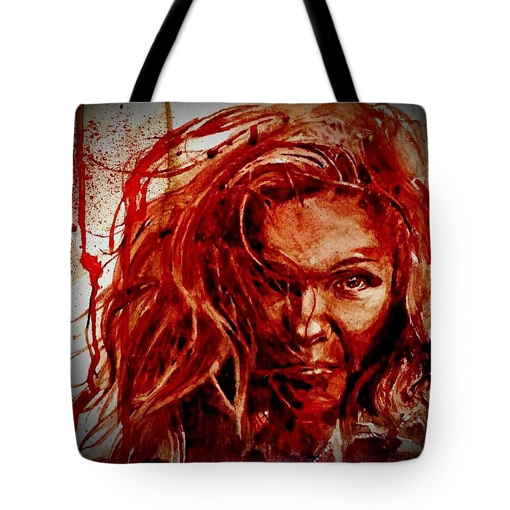 Jessica Tote Bag featuring the painting Portrait Of Jessica by Ryan Almighty