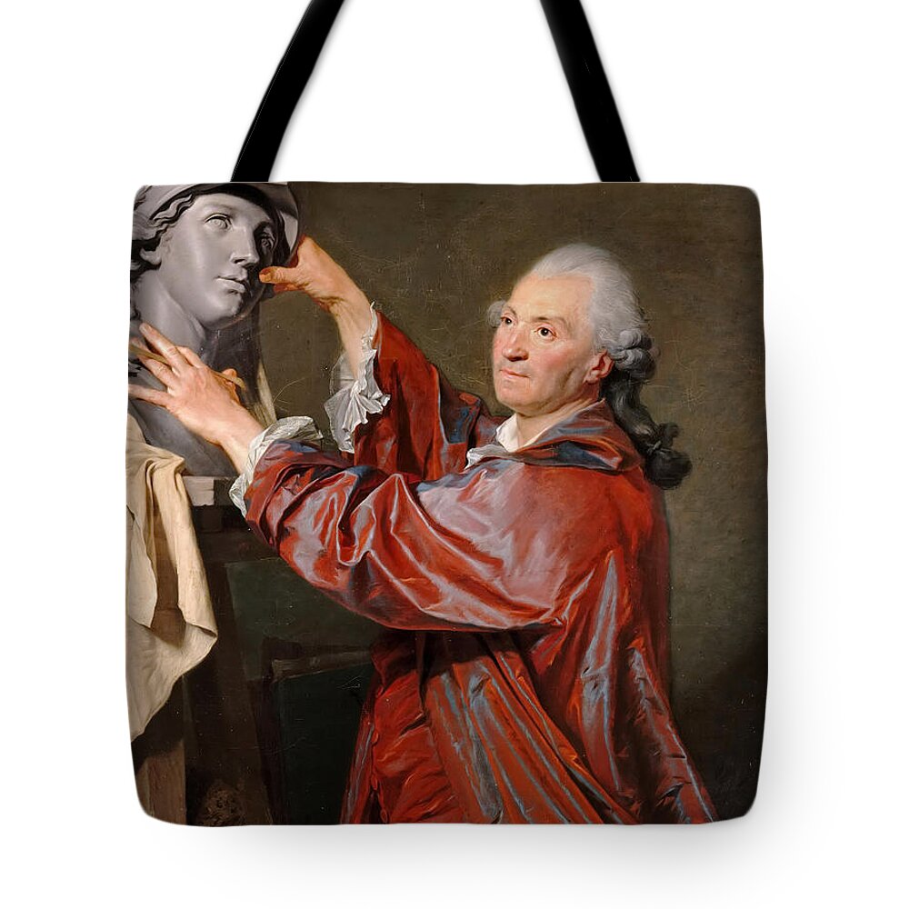 Etienne Aubry Tote Bag featuring the painting Portrait of Louis-Claude Vasse. French sculptor by Etienne Aubry