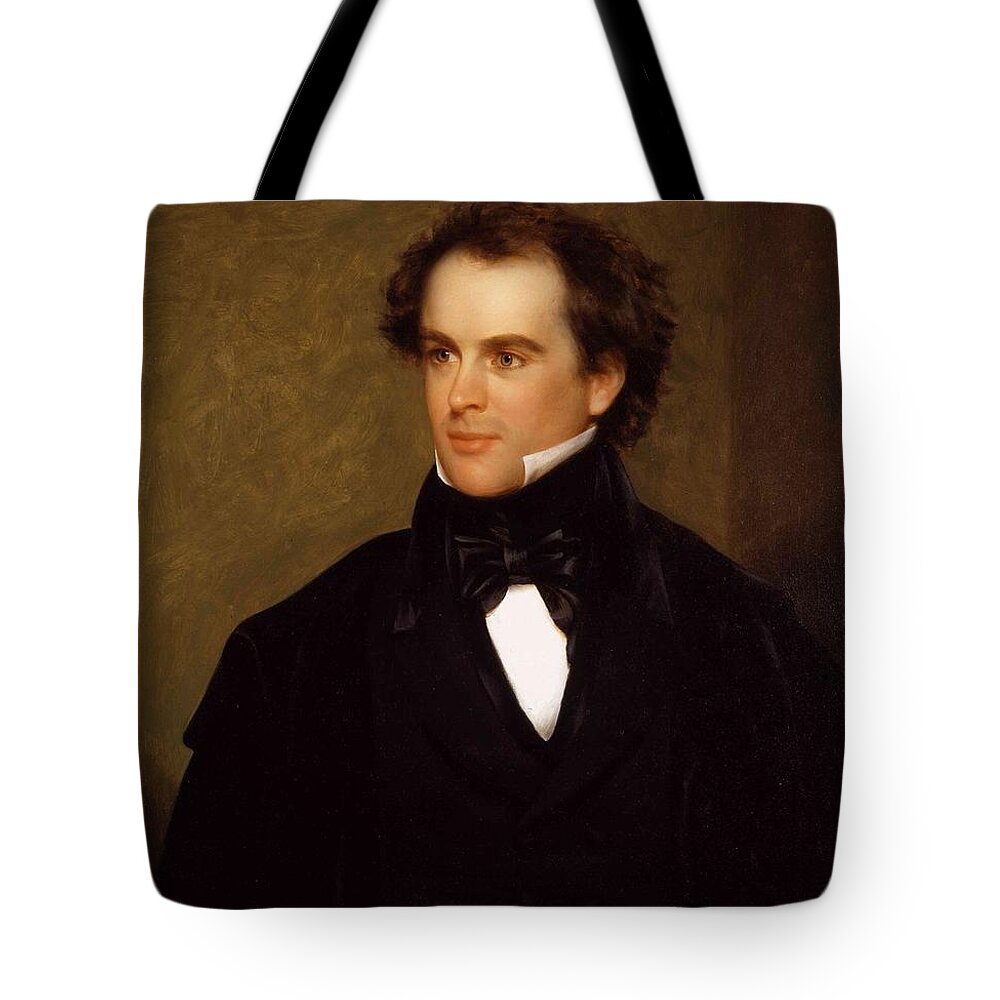 Portrait Of Nathaniel Hawthorne Tote Bag featuring the painting Portrait of Nathaniel Hawthorne by MotionAge Designs