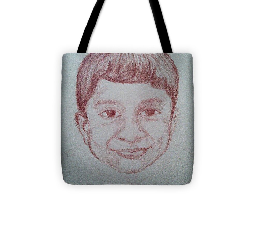 Lines#scribble#face#calm#eyes# Tote Bag featuring the drawing Scribbled portrait by Vineeth Menon