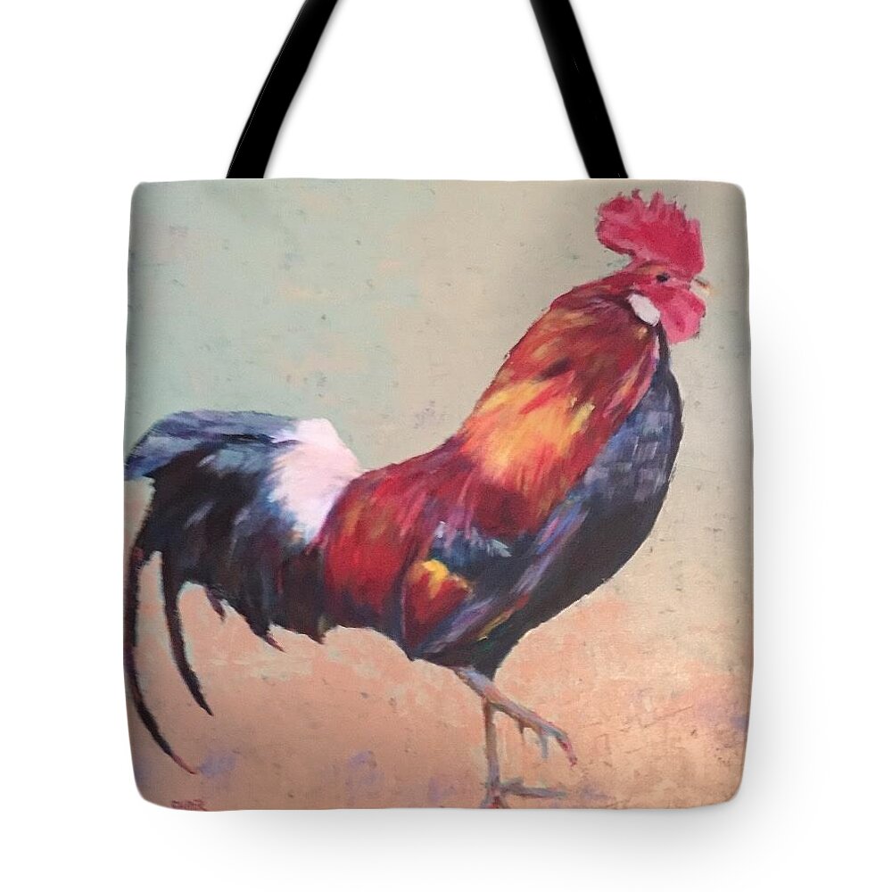Portuguese Rooster Tote Bag featuring the painting Portuguese Rooster by Kathy Stiber