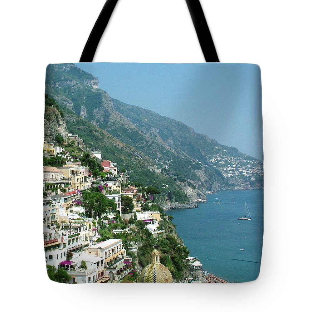 Positano Tote Bag featuring the photograph Positano In the Afternoon by Donna Corless