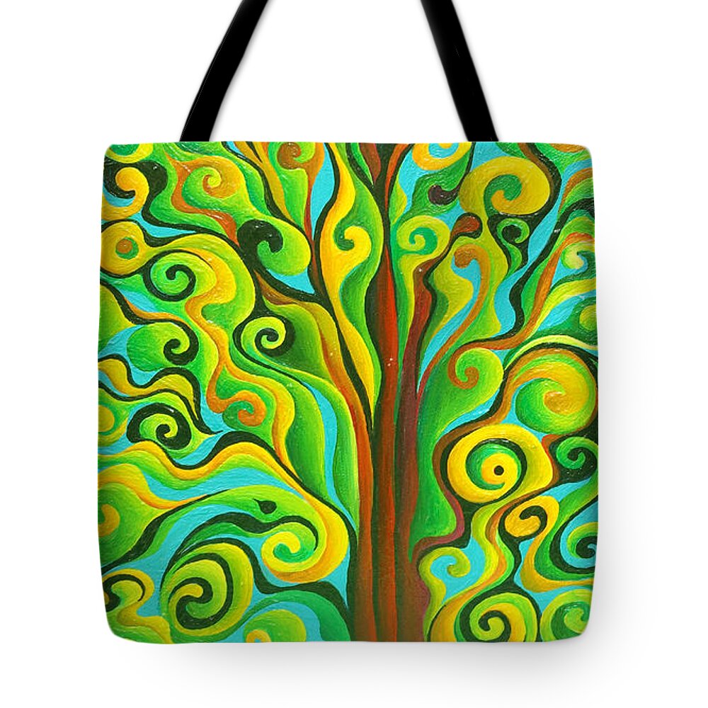 Tree Tote Bag featuring the painting Positronic Spirit Tree by Amy Ferrari