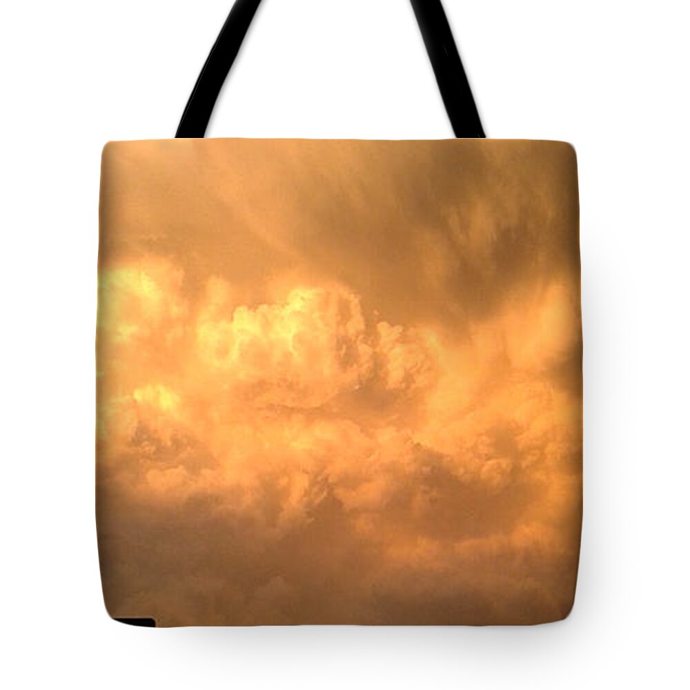 Nature Tote Bag featuring the photograph Sign Post Ahead - Storm Clouds by Daniel Larsen