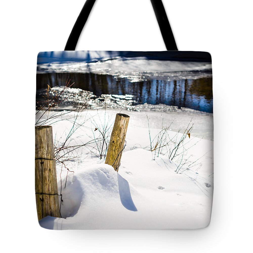 Posts Tote Bag featuring the photograph Posts in Winter by Robert McKay Jones