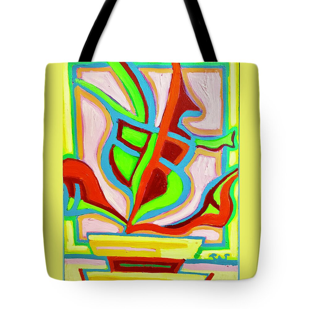 Abstract Tote Bag featuring the painting Pot Dance by Rod Whyte