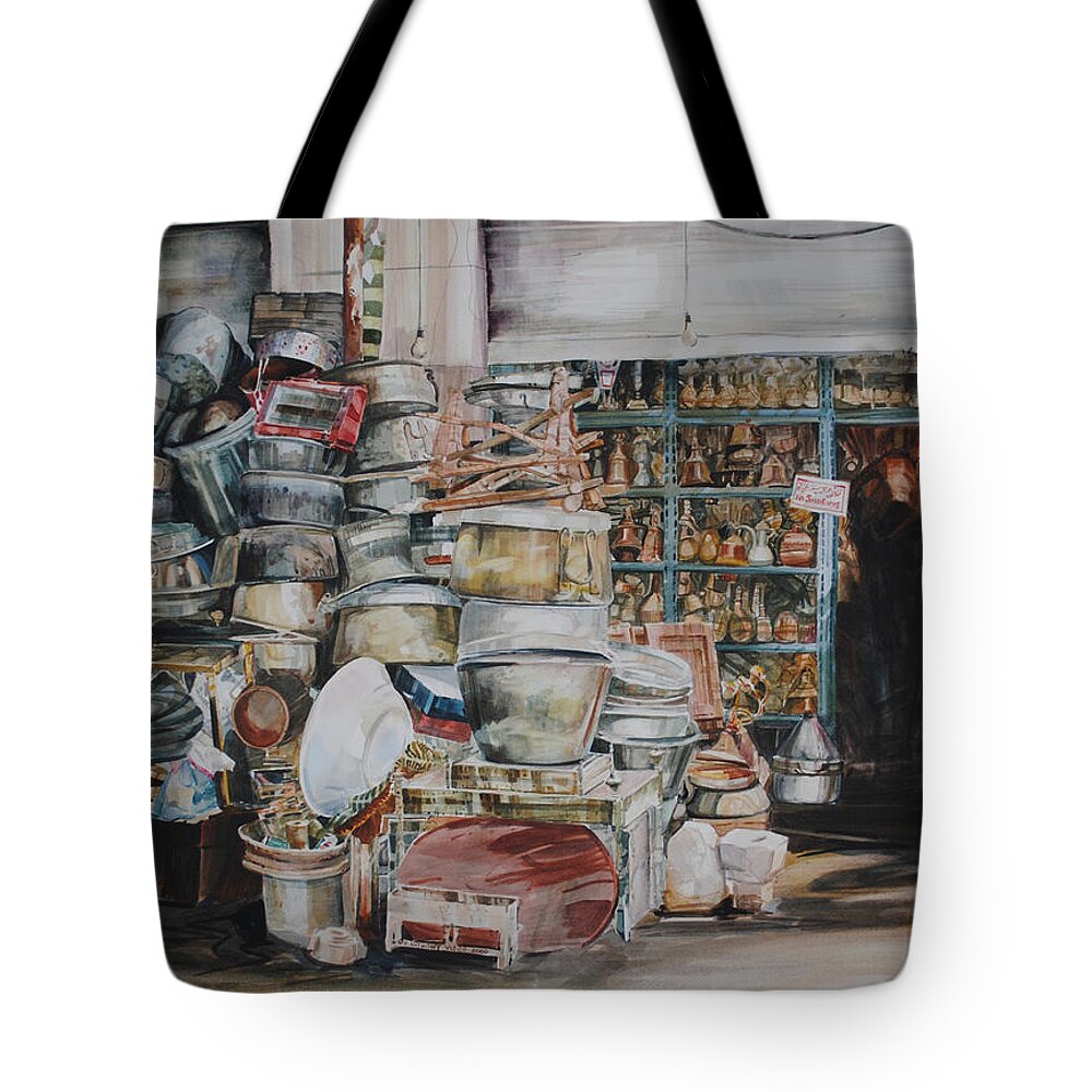 Pots Tote Bag featuring the painting Pot-Pourii by P Anthony Visco