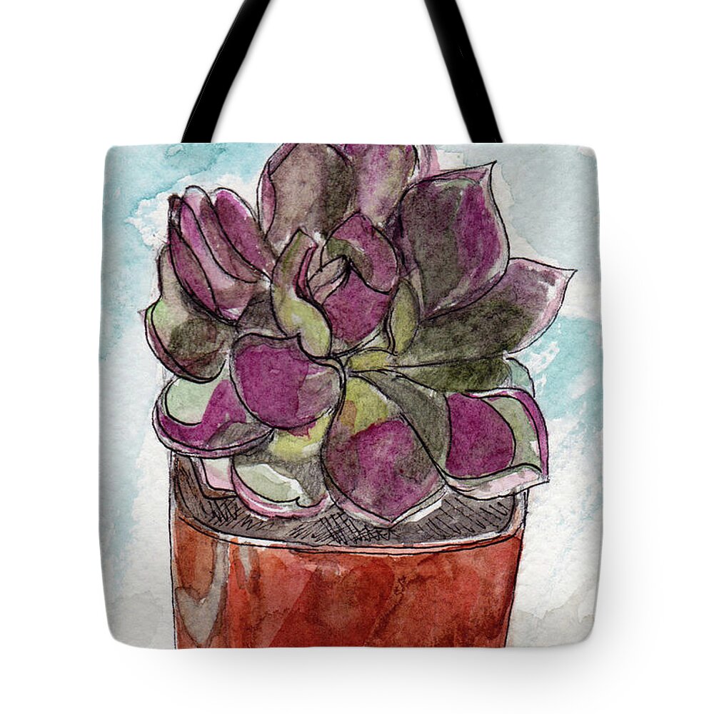 Potted Cactus Tote Bag featuring the painting Potted Cactus by Julie Maas