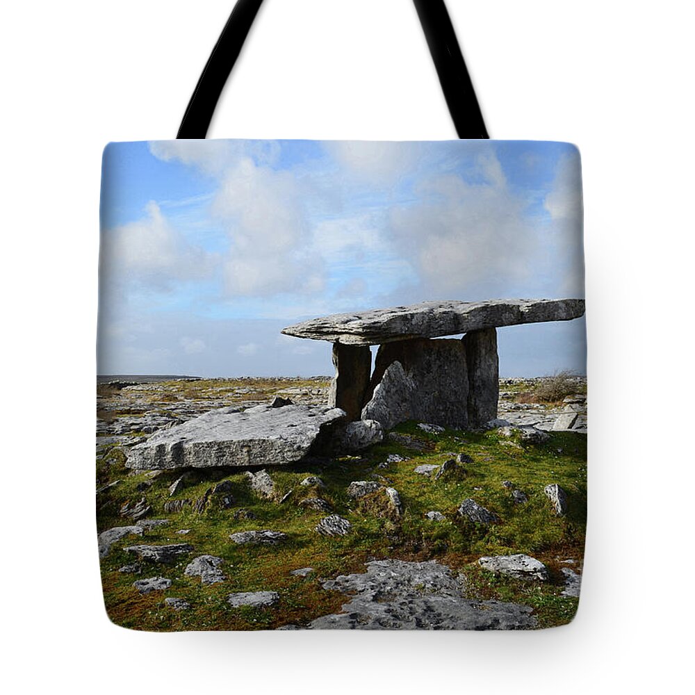 Poulnabrone Dolmen Tote Bag featuring the photograph Poulnabrone Dolmen from the Neolithic Age by DejaVu Designs