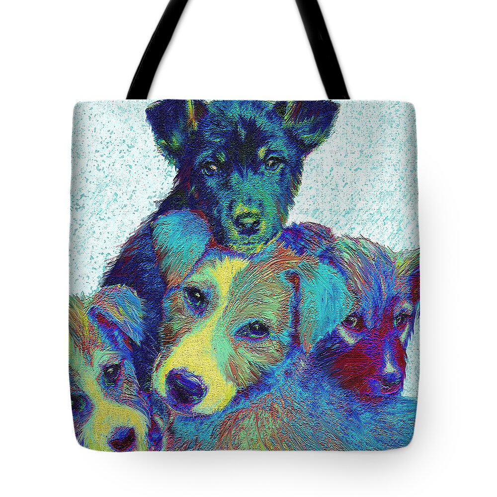 Puppies Tote Bag featuring the digital art Pound Puppies by Jane Schnetlage