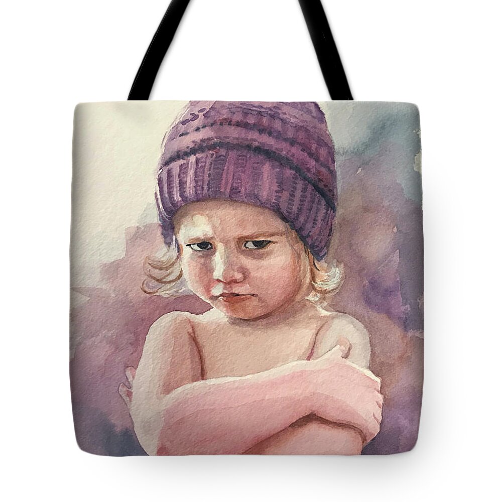 Pout Tote Bag featuring the painting Pout by Emily Olson