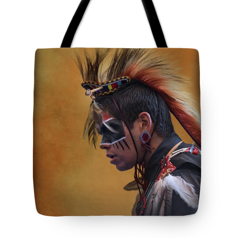 Pow Wow Tote Bag featuring the mixed media Pow Wow by Jim Hatch