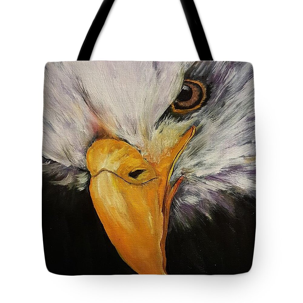 Bald Eagle Tote Bag featuring the painting Power and Strength  64 by Cheryl Nancy Ann Gordon