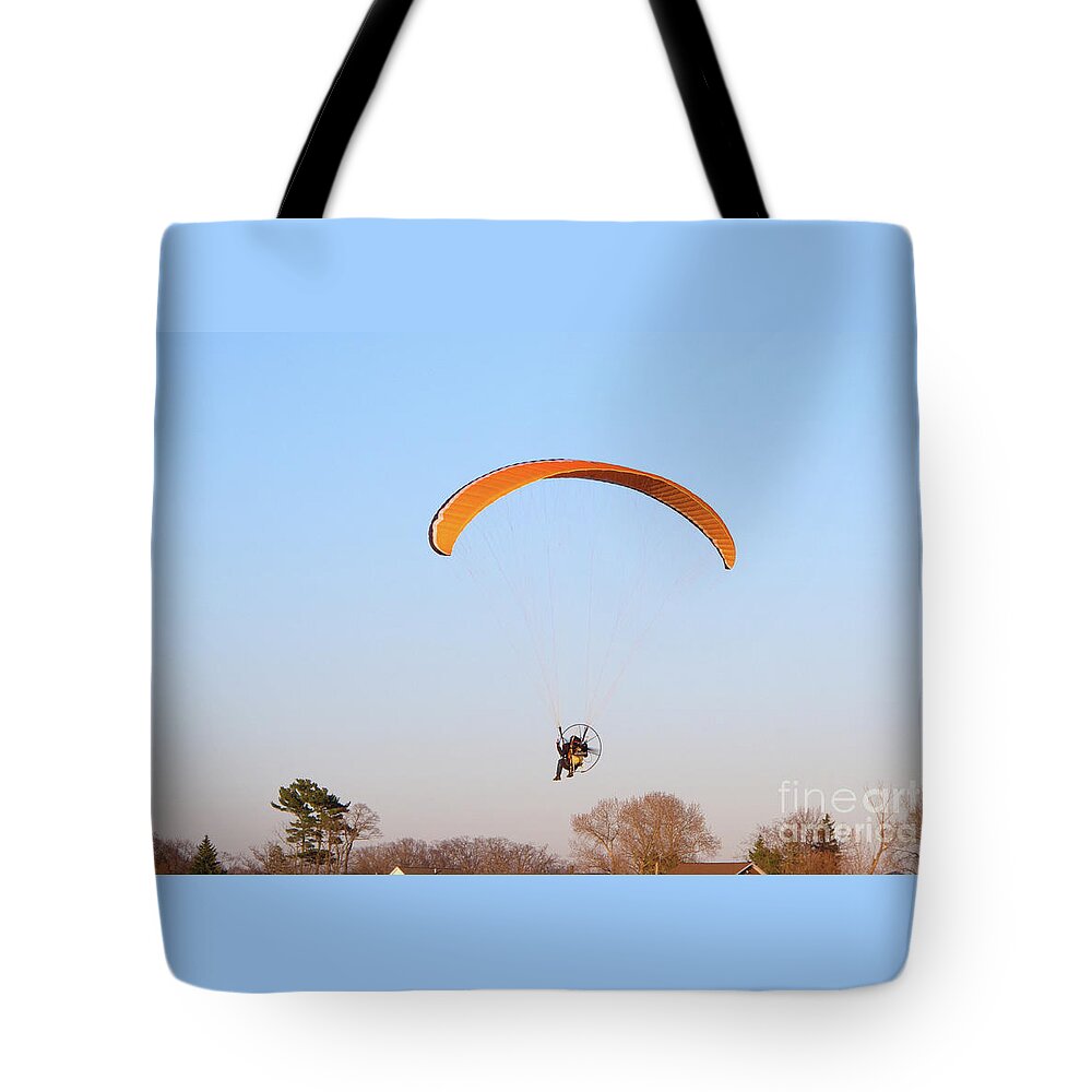 Paraglider Tote Bag featuring the photograph Powered Paraglider by Ann Horn