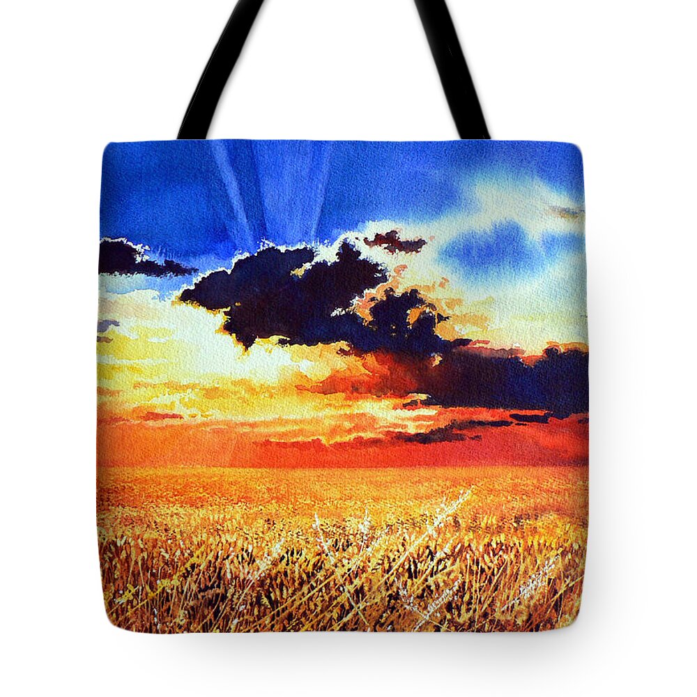 Prairie Gold Painting Tote Bag featuring the painting Prairie Gold by Hanne Lore Koehler