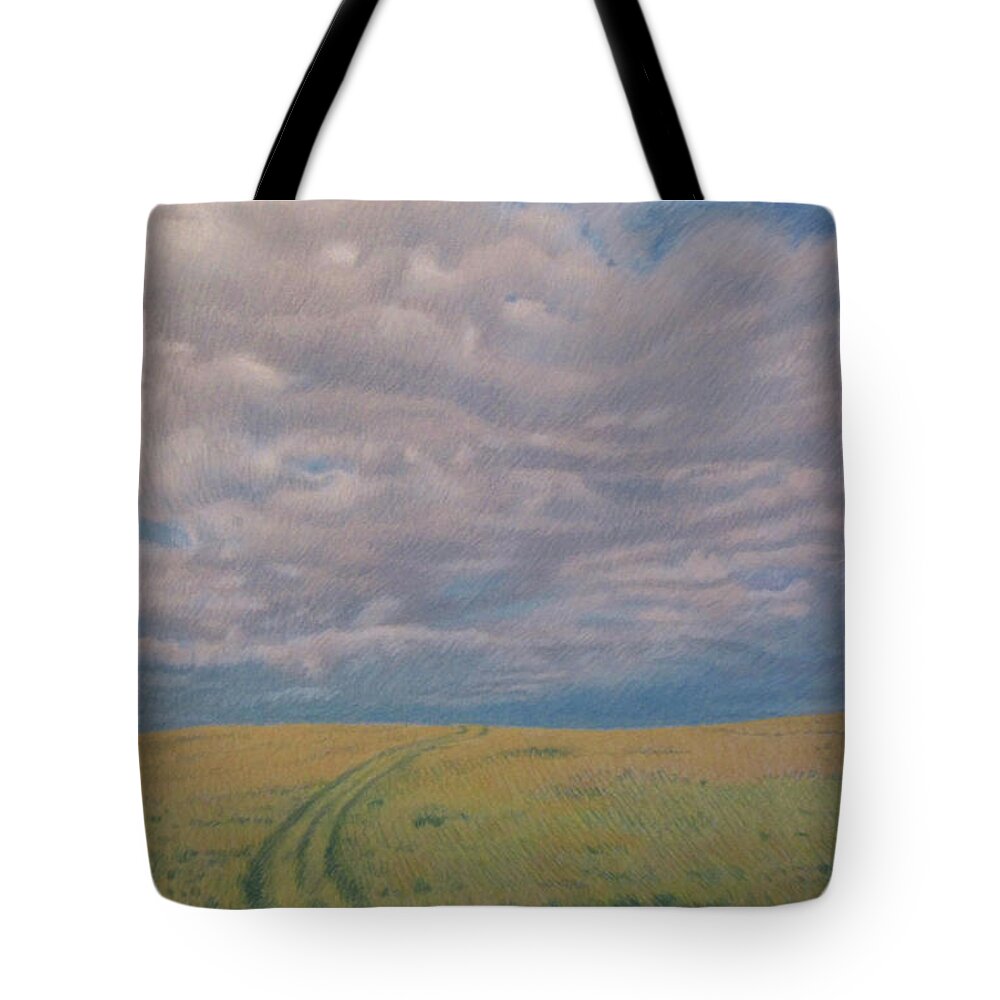 North Dakota Tote Bag featuring the pastel Prairie Trail by Cris Fulton