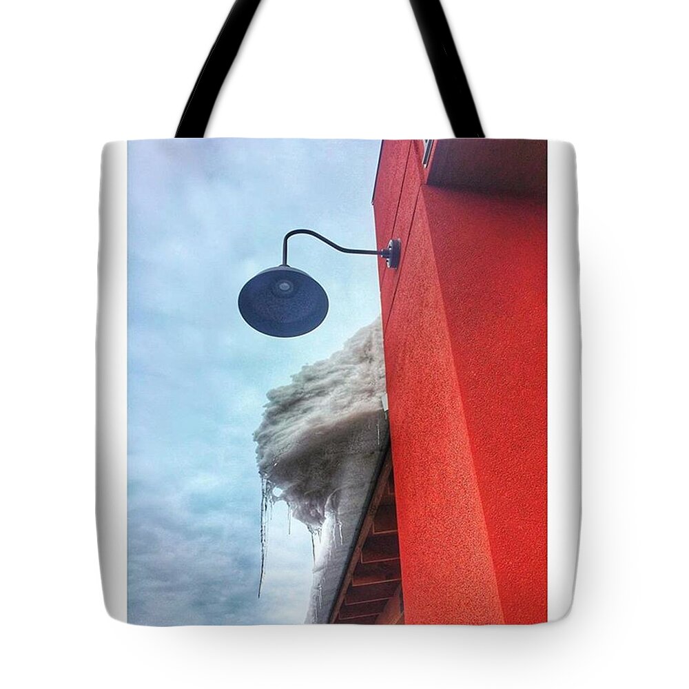 Melting Tote Bag featuring the photograph Precarious Position #snow #melting by Briana Bell