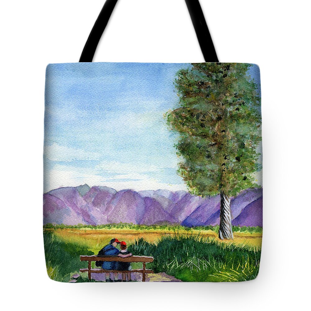 Mountains Tote Bag featuring the painting Precious Moment in Time by Sue Carmony