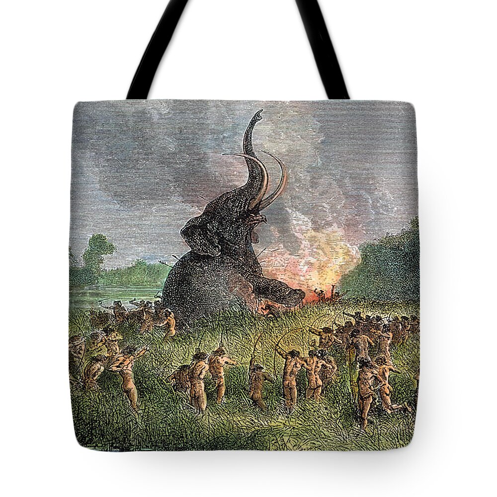 Prehistoric Mammoth Hunt Tote Bag For Sale By Granger