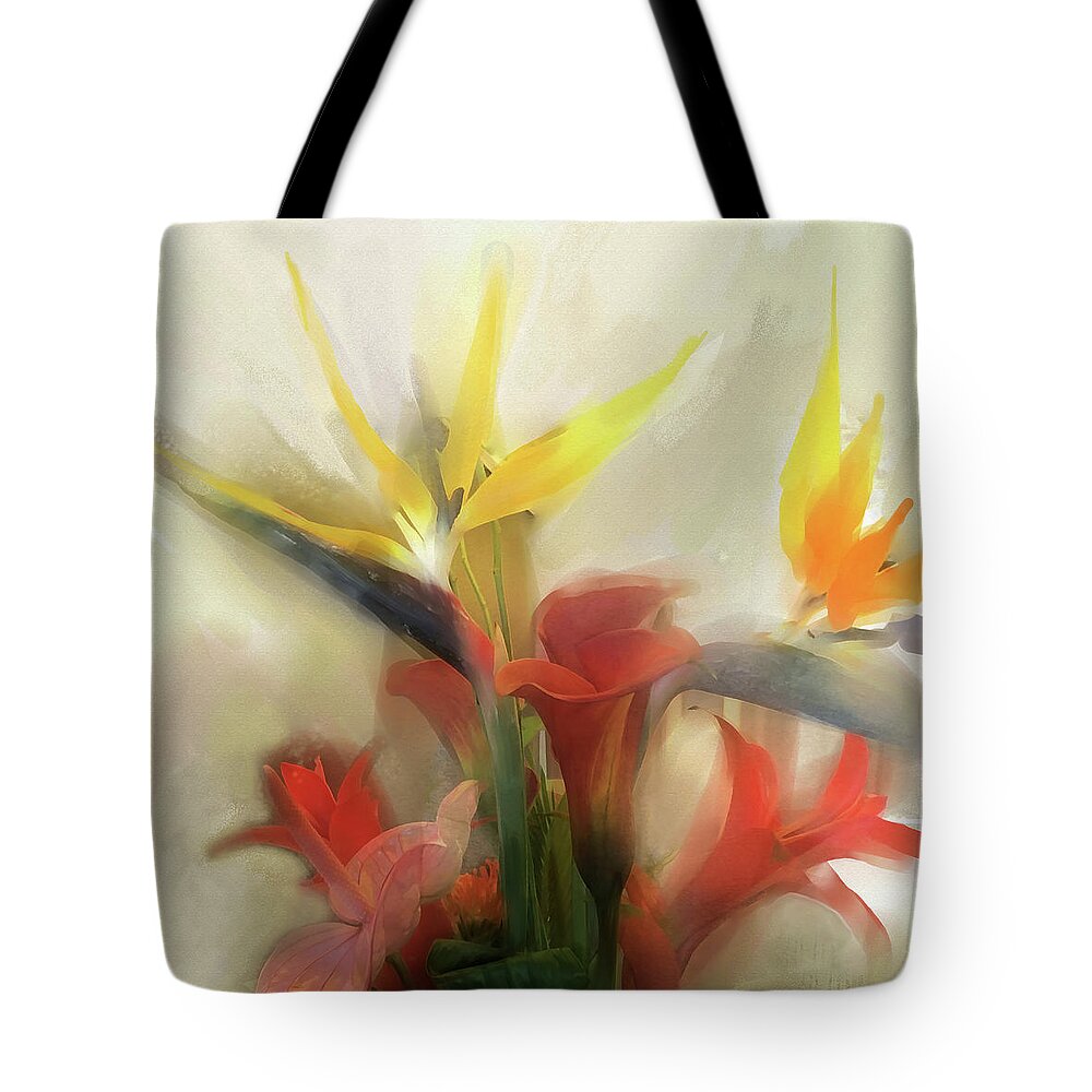 Floral Arrangement Tote Bag featuring the digital art Prelude to Autumn by Gina Harrison