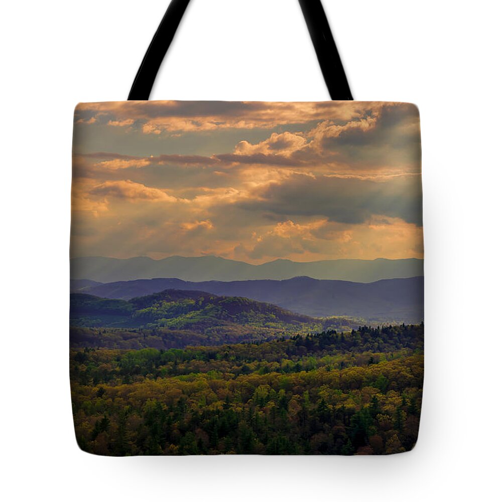 Blue Ridge Parkway Tote Bag featuring the photograph Prelude to Sunset by Brenda Jacobs