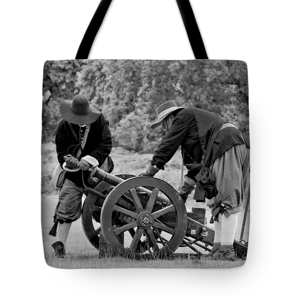 Cannon Tote Bag featuring the photograph Preparing The Cannon by Linsey Williams