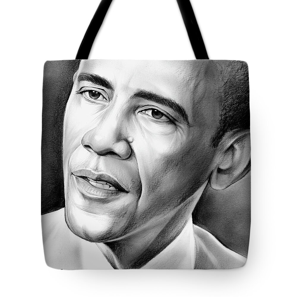 President Tote Bag featuring the drawing President Barack Obama by Greg Joens