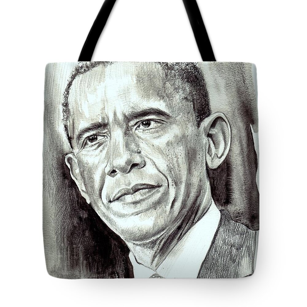 Barack Obama Tote Bag featuring the painting President Barack Obama by Suzann Sines