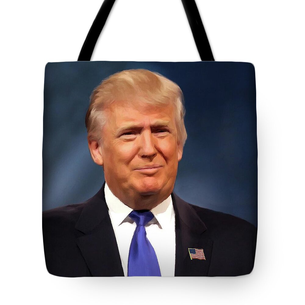President Tote Bag featuring the painting President Donald John Trump Portrait by Movie Poster Prints