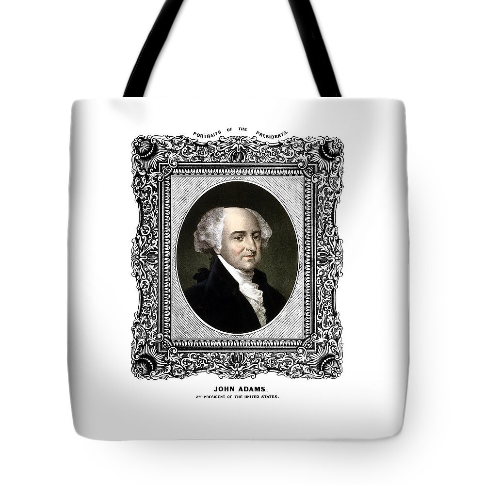 John Adams Tote Bag featuring the painting President John Adams Portrait by War Is Hell Store