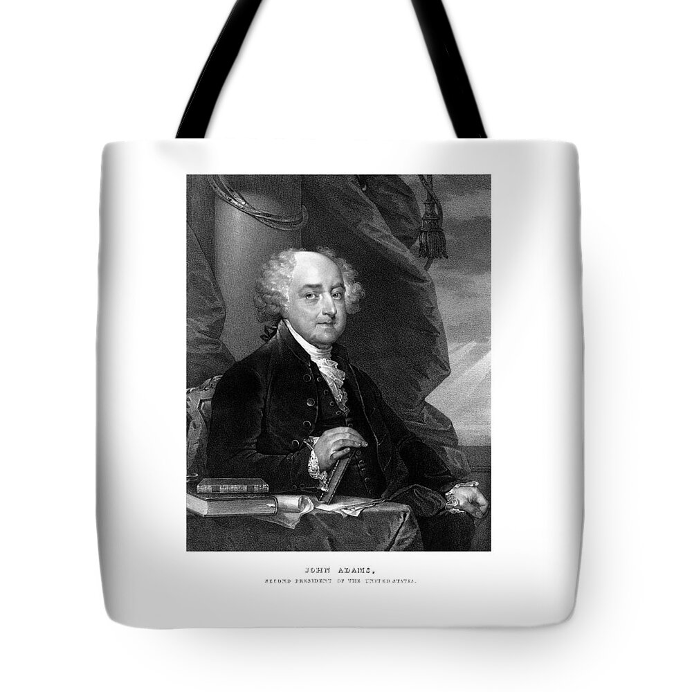 John Adams Tote Bag featuring the mixed media President John Adams - Three by War Is Hell Store