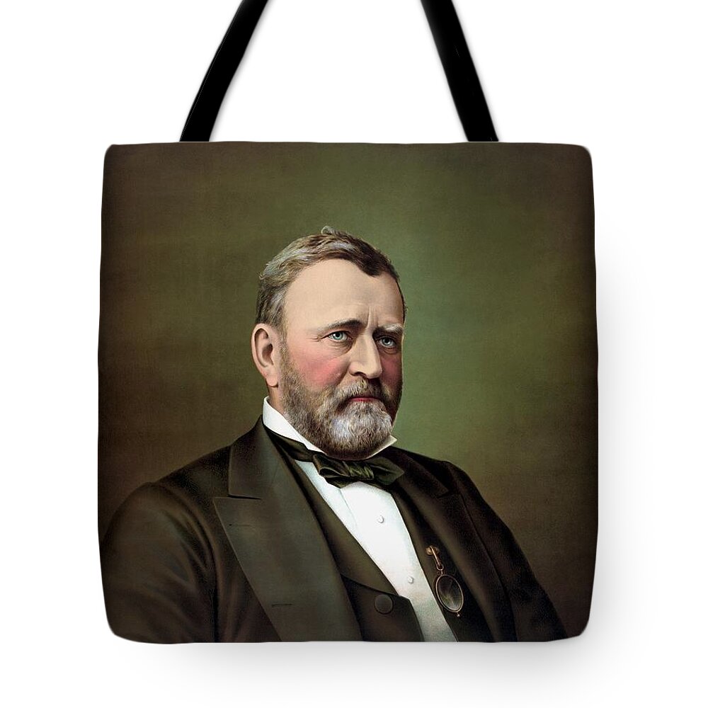 President Grant Tote Bag featuring the painting President Ulysses S Grant Portrait by War Is Hell Store