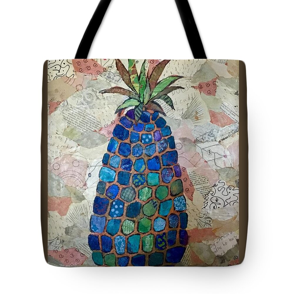 Pineapple Tote Bag featuring the painting Pretend Pineapple by Phiddy Webb