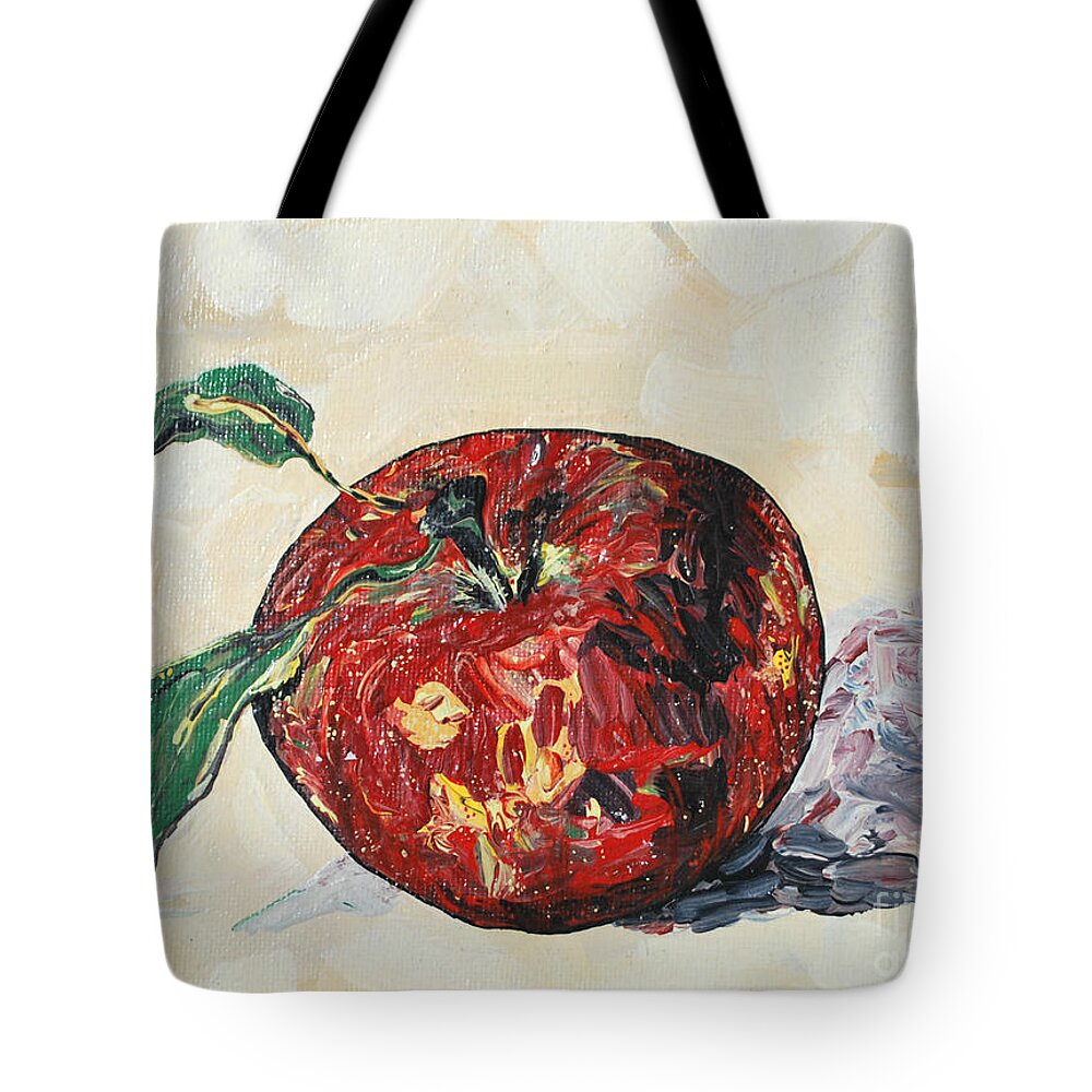 Apples Tote Bag featuring the painting Pretty apple by Reina Resto