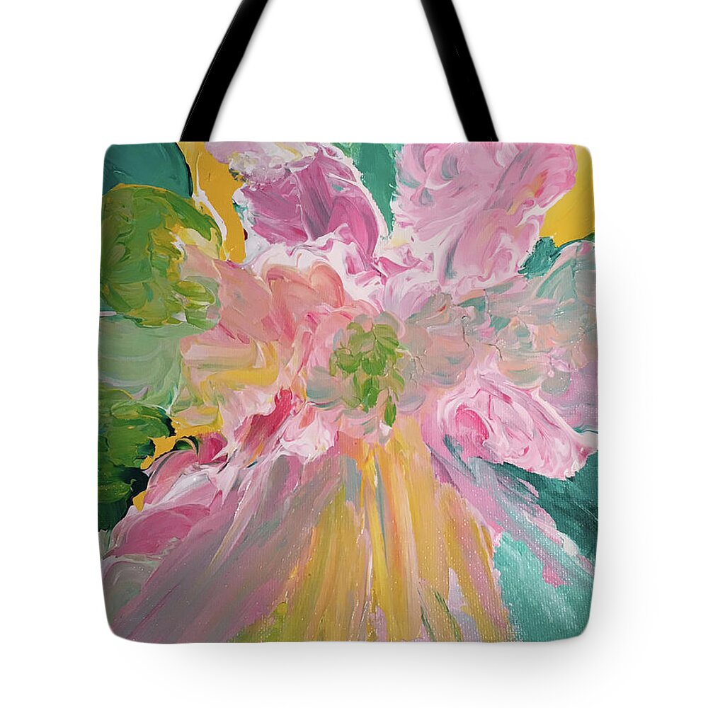 Pinks Tote Bag featuring the painting Pretty in Pastels by Karen Nicholson