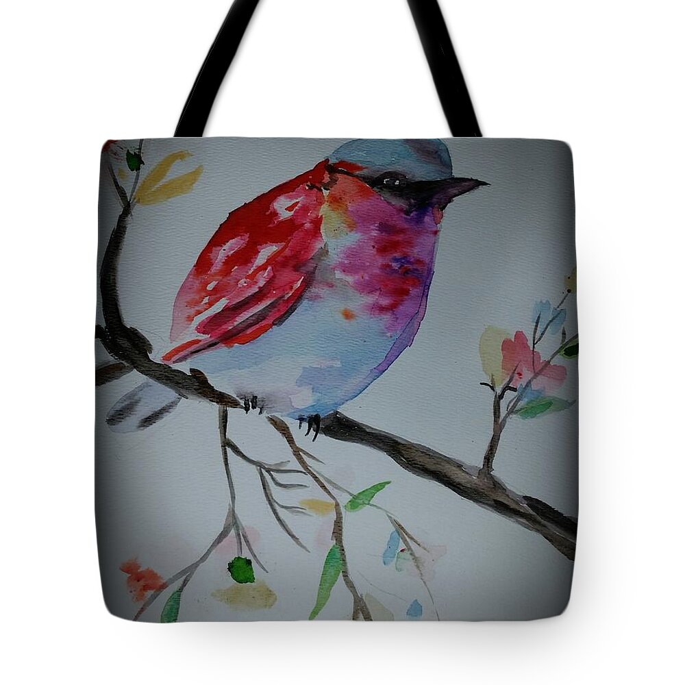 Finch Tote Bag featuring the painting Pretty little Finch by Stacie Siemsen