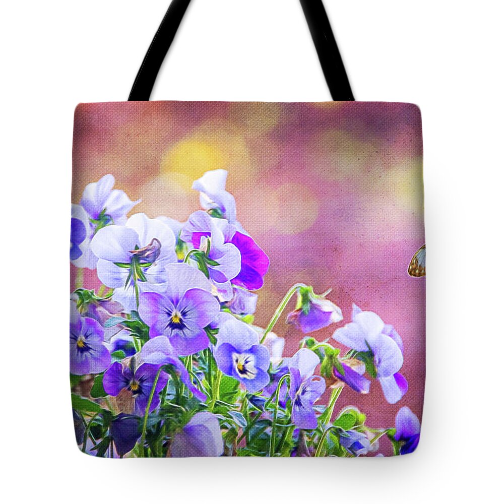 Pansies Tote Bag featuring the photograph Pretty Pansies by Cathy Kovarik