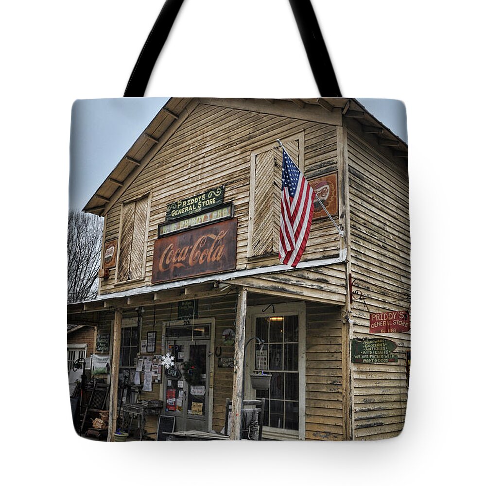 Priddy's General Store Tote Bag featuring the photograph Priddy's by Randy Rogers
